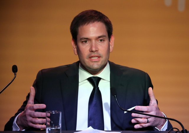 U.S. Sen. Rubio speaks during a news conference at the VIII Summit of the Americas in Lima