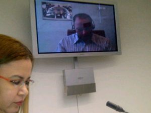 Raúl Díaz Peña durante su declaración via web a los Magistrados de la Corte Interamericana